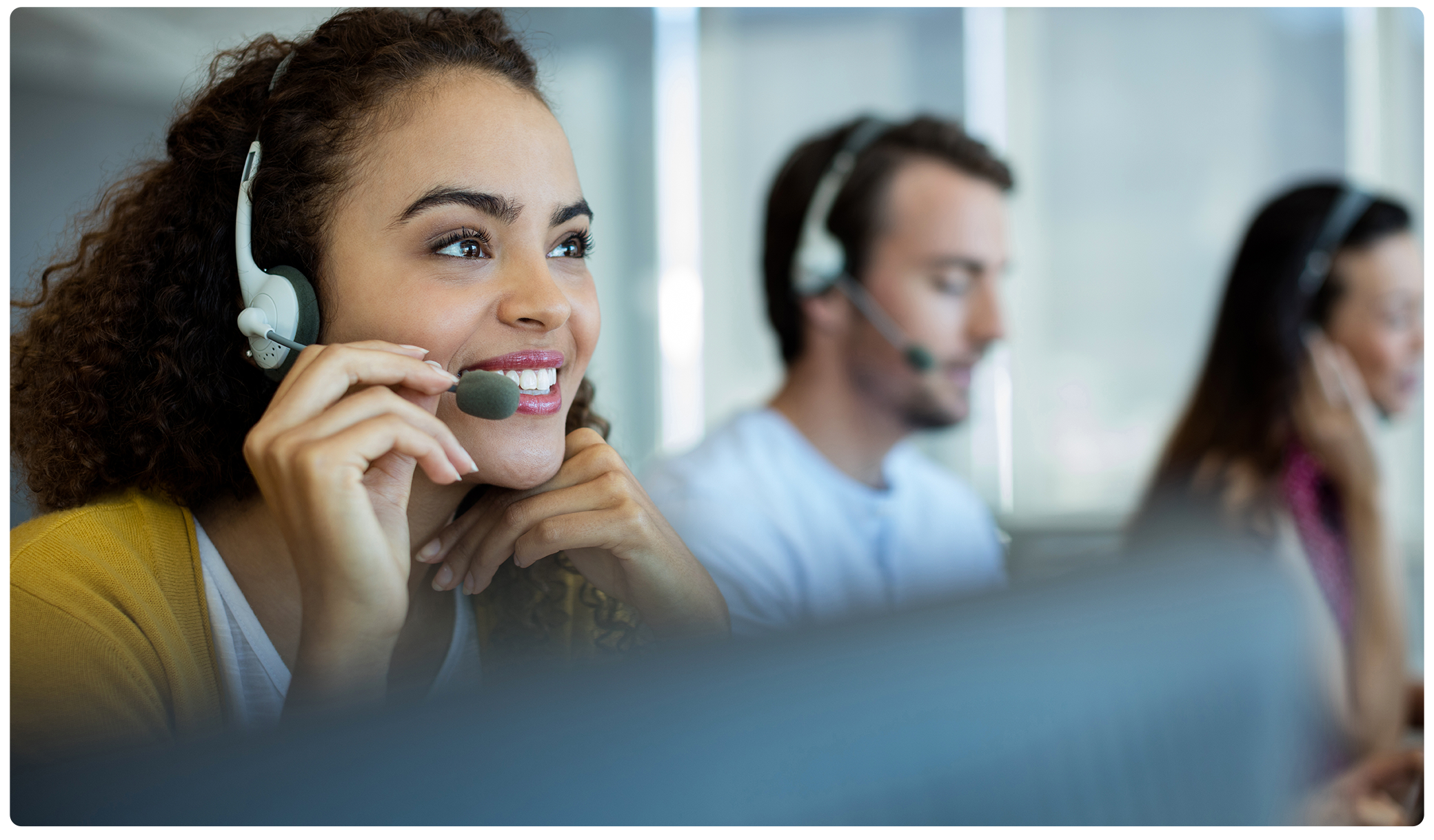 LNS Medical Supply customer service representative smiling while on a call