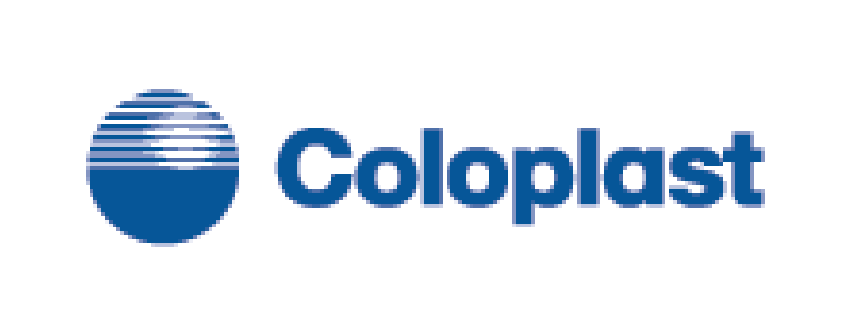 Coloplast Logo, brand makes urinary catheter & ostomy supplies